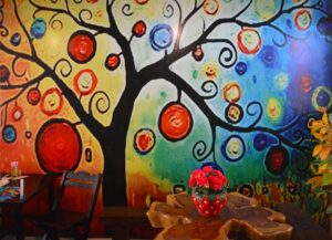 Colorful wall art in pediatric ward